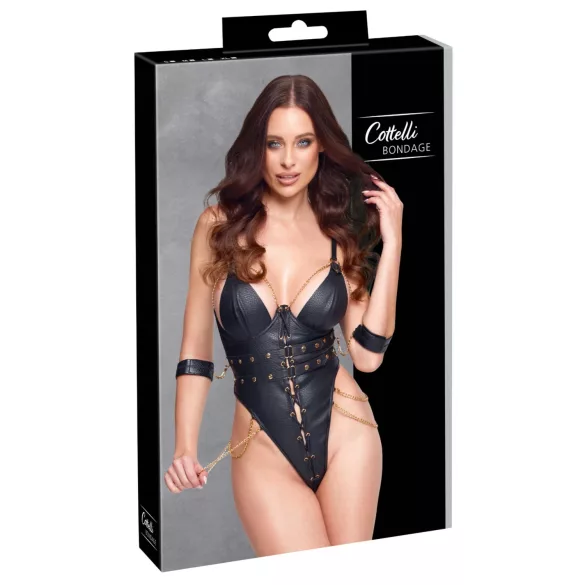 Cottelli - bondagebody med kedjor (svart) - L