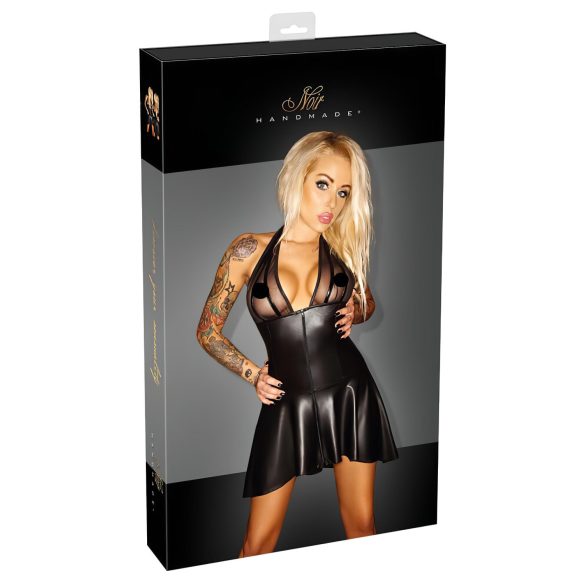 Noir - Lager-påklädning med transparent bröststycke och halsband (svart) - XL