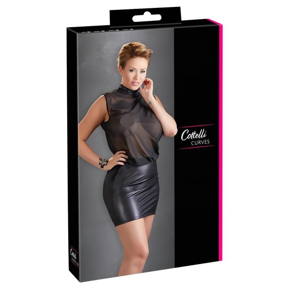 Cottelli Plus Size - glittrig chiffongklänning (svart) - 2XL