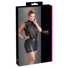   Cottelli Plus Size - kort klänning - glänsande chiffong - svart - 3XL