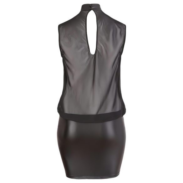 Cottelli Plus Size - kort klänning - glänsande chiffong - svart - 4XL