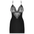 Obsessive - nattlinne med strassband och stringtrosa - svart - L/XL