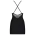 Obsessive - nattlinne med strassband och stringtrosa - svart - L/XL
