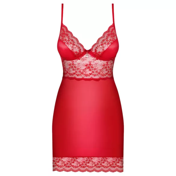 Obsessive - babydoll med spets och trosa - röd - L/XL