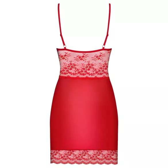 Obsessive - babydoll med spets och trosa - röd - L/XL
