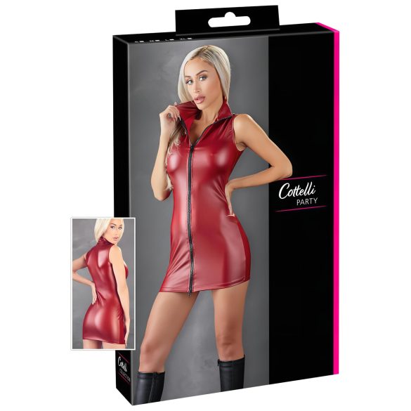 Cottelli Party - Dragkedjeminidress utan ärmar (röd) - XL