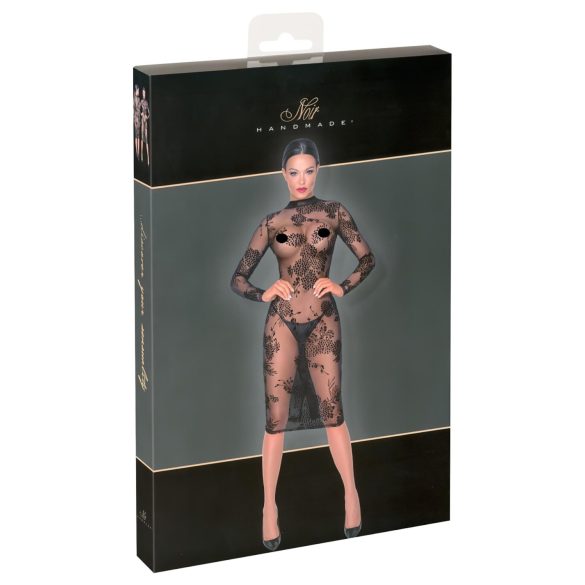 Noir - Transparent blommig långärmad klänning (svart) - M