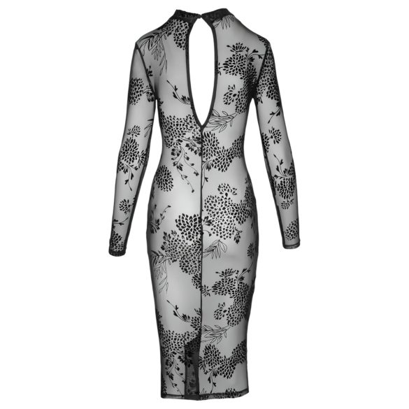 Noir - Transparent blommig långärmad klänning (svart) - M