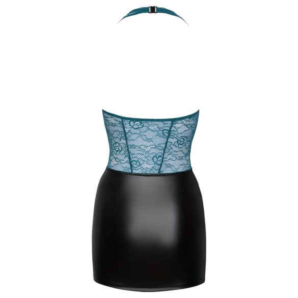 Cottelli - korsettklänning med snörning - spets blank svart grön - L