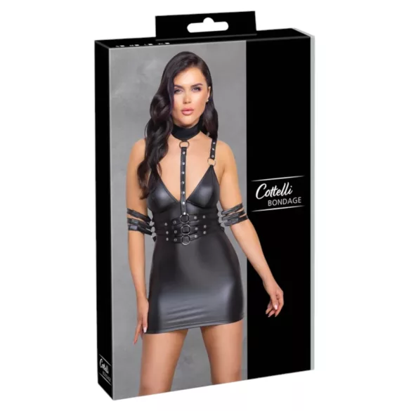 Cottelli Bondage - miniklänning halterneck glänsande svart - XL