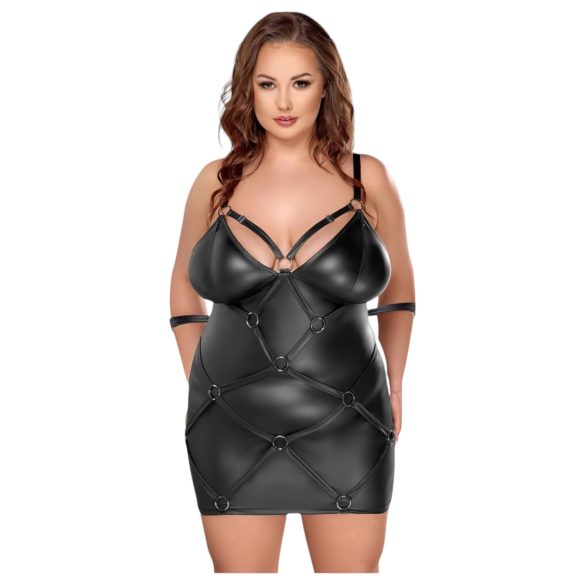 Cottelli Plus Size - klänning med bojor (svart) - 2XL