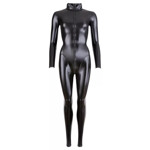 Cottelli - långärmad catsuit - glänsande - svart - L