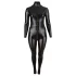 Cottelli Plus Size - catsuit med långa ärmar - glansig svart - 2XL