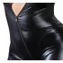 Cottelli Plus Size - catsuit med långa ärmar - glansig svart - 2XL
