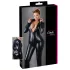 Cottelli Plus Size - catsuit med långa ärmar - glansig svart - 4XL