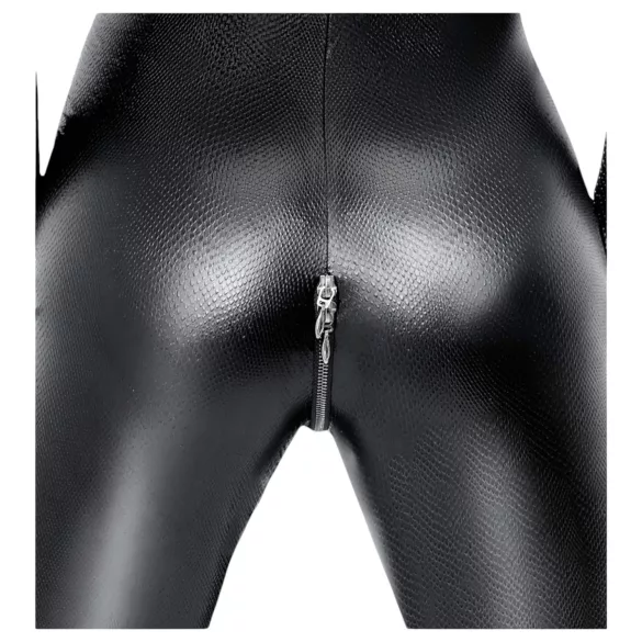 Noir - lång overall - ormskinnsmönster - svart - XL
