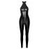 Noir - wetlook catsuit med dragkedja - svart - M