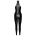 Noir - Glänsande Jumpsuit med Dragkedja (Svart) - XL