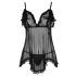 Cottelli - babydoll med volanger - svart - M