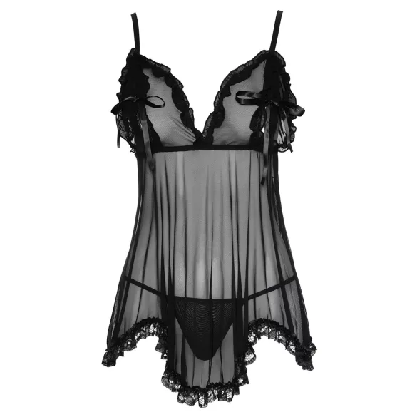 Cottelli - babydoll med volanger - svart - XL