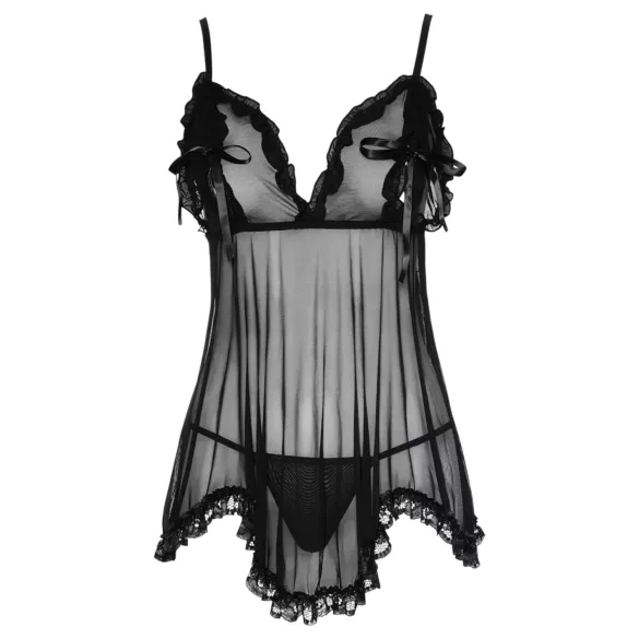 Cottelli - babydoll med volanger - svart - XL