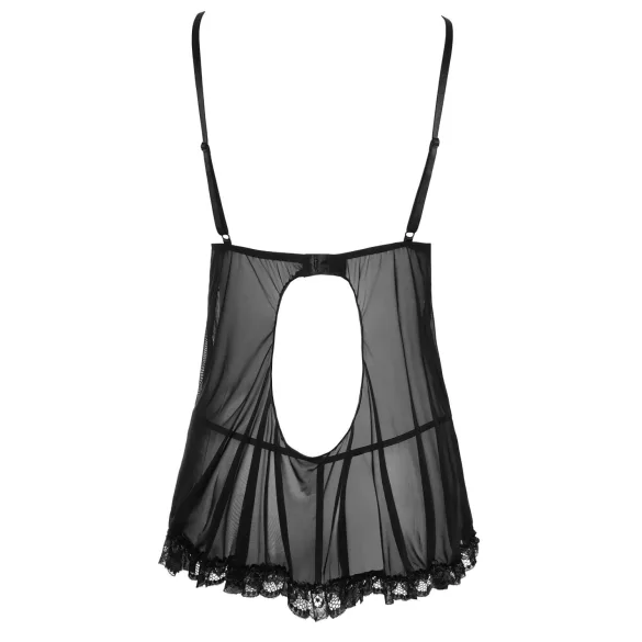 Cottelli - babydoll med volanger - svart - XXL