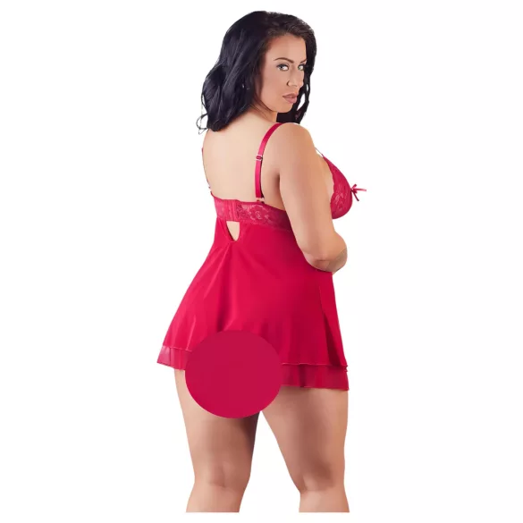 Cottelli Plus Size - babydoll spets röd - plus size undertøy - XL