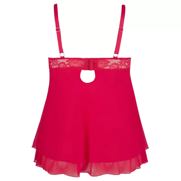 Cottelli Plus Size - babydoll spets röd - plus size undertøy - XL
