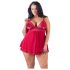Cottelli Plus Size - röd, spetsig babydoll - 3XL