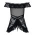 Obsessive Flores - Volangprydd Babydoll och Trosa (Svart)