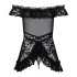 Obsessive - babydoll med volang och stringtrosa - svart - L/XL