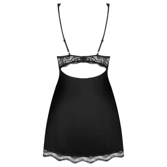 Obsessive Luvae - nattlinne och stringtrosor - blommönster strass - svart - L/XL
