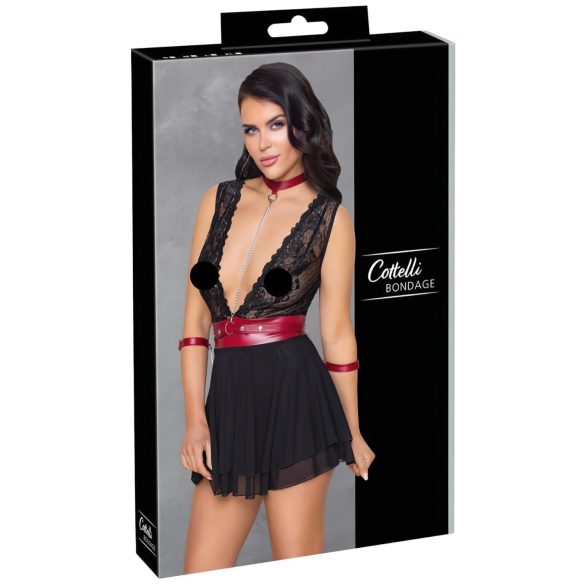 Cottelli Bondage - Halterneck spets babydoll (svart)