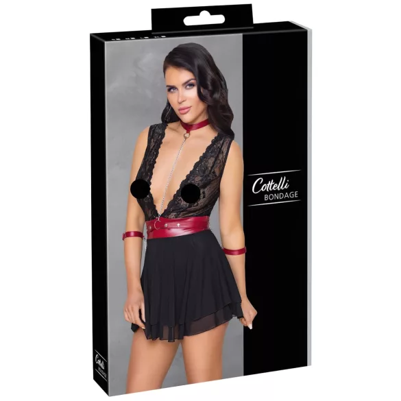 Cottelli Bondage - Halterneck spets babydoll (svart)