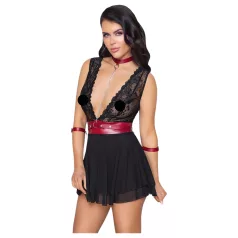 Cottelli Bondage - Halterneck spets babydoll (svart) - L