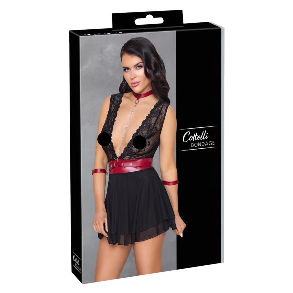 Cottelli Bondage - Halterneck spets babydoll (svart) - XL