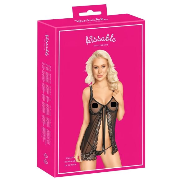 Kyssbar - öppen babydoll (svart)
