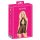 Kyssbar spets-babydoll med halsband (svart) - L/XL