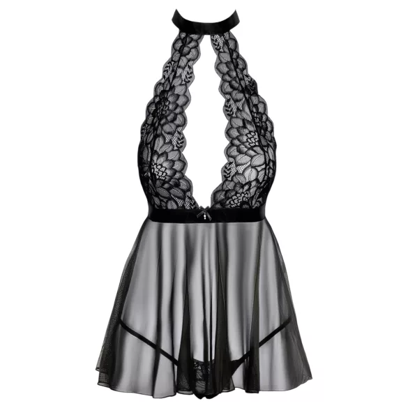 Kissable - babydoll med halterneck - spets - svart - L/XL