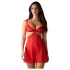 Obsessive Cupide Desir - nattlinne set med spets - röd - transparent
