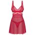 Obsessive Cupide Desir - transparent spets nattlinne set (röd)