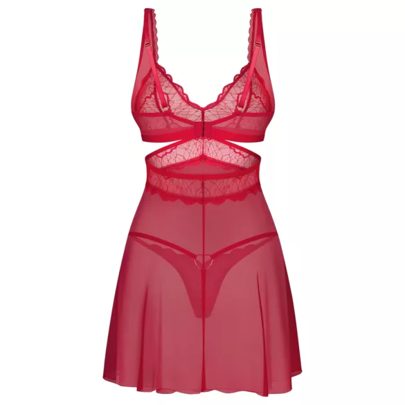 Obsessive Cupide Desir - nattlinne set med spets - röd - transparent