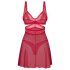Obsessive Cupide Desir - transparent spets nattlinne set (röd)