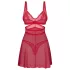 Obsessive Cupide Desir - nattlinne set med spets - röd - transparent