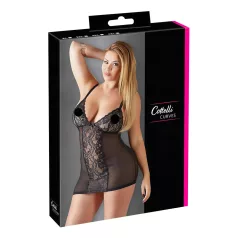 Cottelli Plus Size - transparent spetsnattlinne - svart