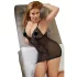 Cottelli Plus Size - transparent spetsnattlinne - svart - 2XL