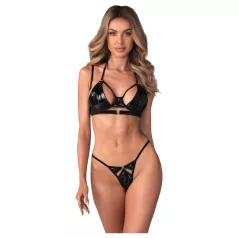Obsessive - bh-set - glansig - svart - L/XL