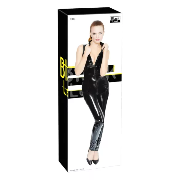Black Level - catsuit med dragkedja - glänsande svart - L