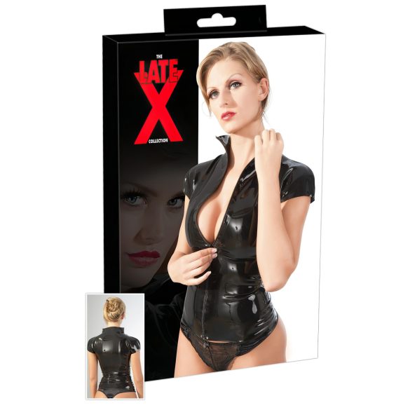 LATEX - dragkedja, kortärmad damöverdel (svart)