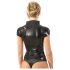 LATEX - dragkedja, kortärmad damöverdel (svart) - 2XL